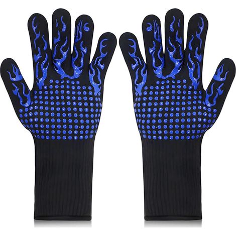 Gants de barbecue résistants à la chaleur jusqu'à 800 °C – Gants résistants aux coupures L5 – Gants de cuisine de qualité supérieure pour BBQ, cuisiner, pâtisserie et soudure (1 paire de 33 cm)