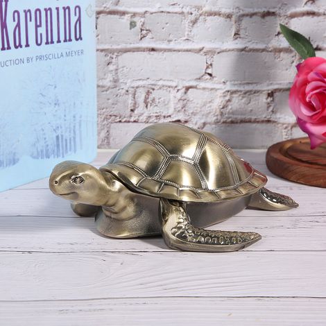 Cendrier rétro en métal en forme de tortue avec couvercle, résistant au vent et aux chocs, objet décoratif original, ornement de bureau, bronze antique