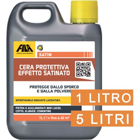 Satin cera protettiva satinata per pavimenti in pietra e cotto 5 litri