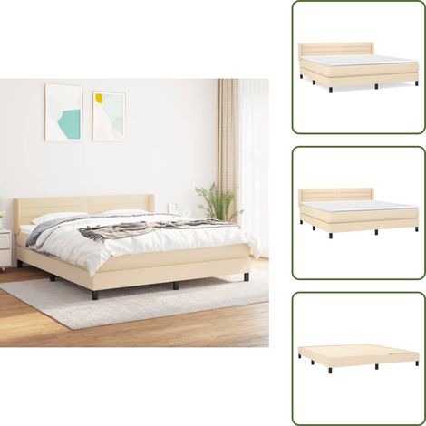 Boxspringbett mit Matratze Creme 180x200 cm Stoff - Boxspringbett - Doppelbett - Cremefarbenes Bett - Bettrahmen - Lattenrost (1/5)