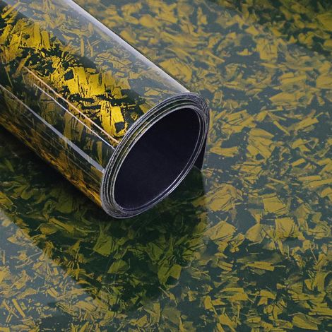 Covering Carbone Forgé Doré Brillant Gravier 30 x 150 cm, Covering Voiture Adhésif avec Technologie de Libération d'air, Film Protection Intérieure et Extérieure pour Voitures, Motos et Vélos (1/5)