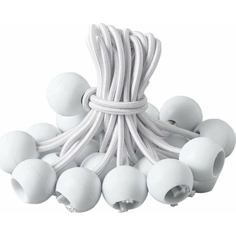Tendeur Bache, Tendeur BouleTendeur lastique pour Pavillon,Bche,Camping,Tente,Rideaux Harnais dExtension(20 Pices Blanche-20cm ) (1/4)
