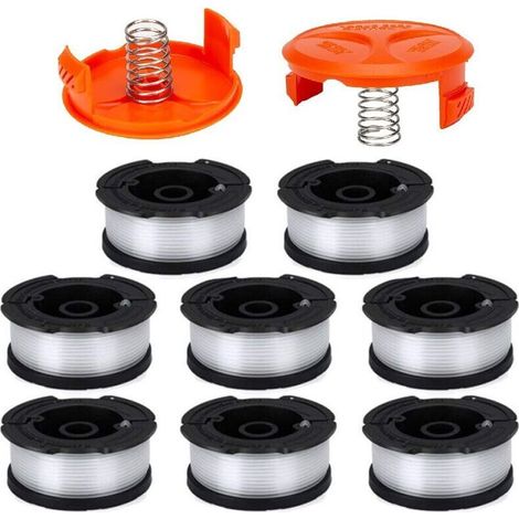 Trimmerfaden für Black & Decker AF-100, Ersatzspule, 8 Ersatzspulen mit 2 Spulenkappen (1/5)