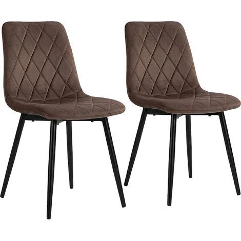 Relaxdays Dining Chairs, Set of 2, Velvet Padded, Metal Legs, 120 kg, Living Room & Kitchen, Brown (1/5)