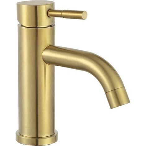 Modern single-handle bathroom faucet, single-hole basin tap (brushed gold, without drain pipe) (1/5)