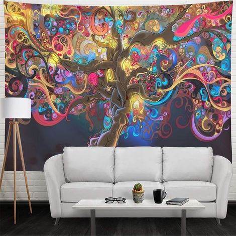 Tapisserie Murale Tentures Arbre Psychédélique Tapisseries Décoration Maison - 210Cm X 150Cm (1/5)