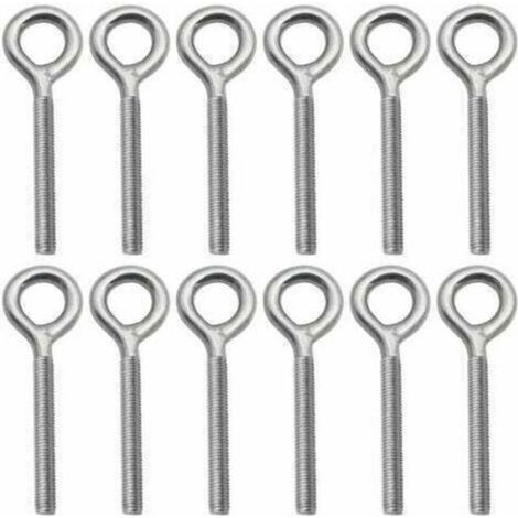 LaBlanc - Lot de 12 Boulons- M8 à Oeil en 304 Acier Inoxydable Vis à Anneau Piton à Visser pour Balançoire Machine Extérieure (1/5)