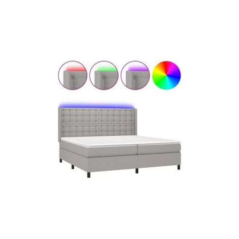 Sommier à lattes de lit matelas LED Gris clair 200x200 Tissu (1/5)