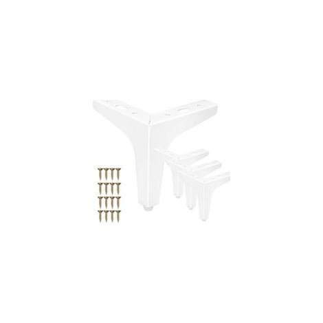 Lot de 4 pieds de meuble en métal blanc – Hauteur 10 cm – Design triangulaire en losange – Pour armoires, canapés et étagères – Pieds stables avec vis de fixation incluses – Installation facile (1/3)