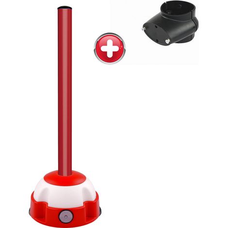 Poteau aluminium Rouge sur socle balise avec collier de liaison - 2030991