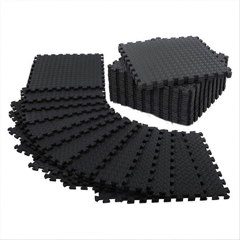 Lot de 12 tapis de sol noirs pour exercices à domicile ou pour tapis de sol (1/5)