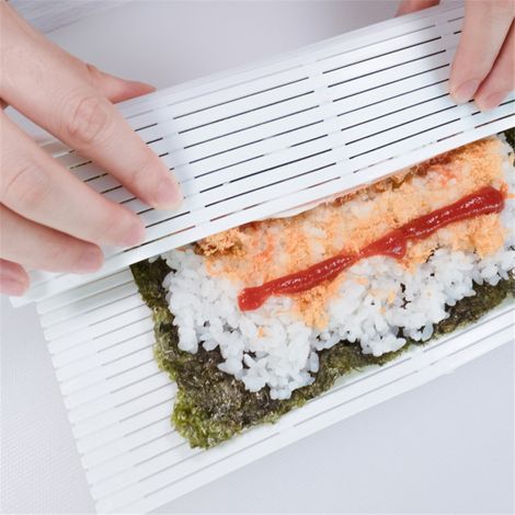 Rouleau à Sushi Antiadhésif en Plastique PP - Tapis de Roulement Réutilisable pour Déjeuner Pique-nique (1/5)