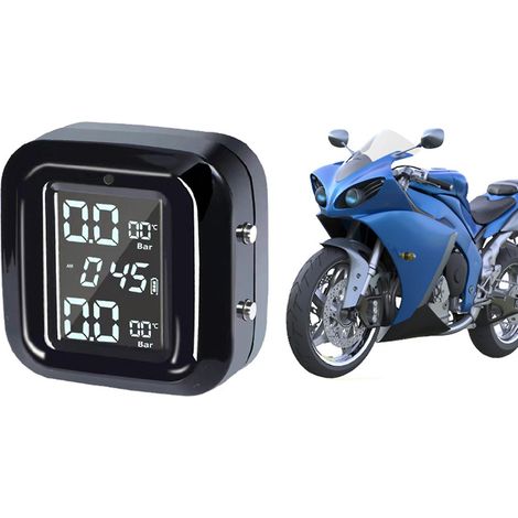 Système de surveillance de la pression des pneus de moto avec 2 capteurs sans fil haute précision, affichage numérique facile à lire (TPMS externe) (1/5)