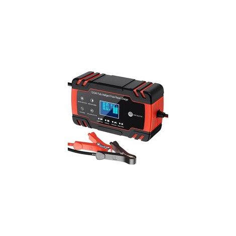 Chargeur de batterie intelligent 12 V/24 V 8 A, mainteneur de batterie portable avec écran LCD et fonction d'auto-réparation, convient aux batteries automobiles, motos, camions, AGM, gel, humides et S (1/4)