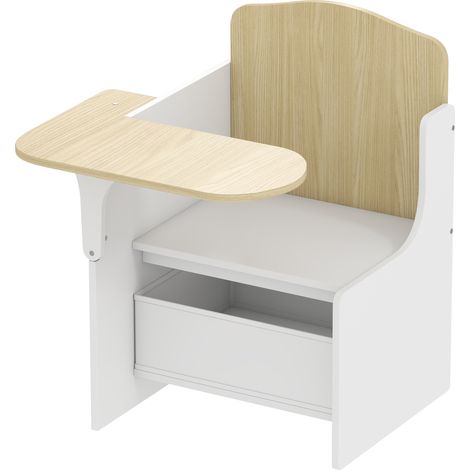 Bureau enfant avec chaise intégrée et bac de rangement, ensemble table d'activité 2-en-1 blanc pour dessin, lecture et jeux (1/5)