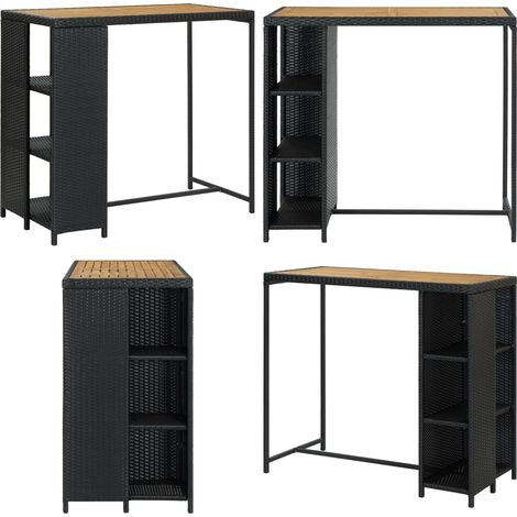 Bartisch mit Regal Schwarz 120x60x110 cm Poly Rattan - Bartisch - Esstisch - Outdoortisch - Balkontisch - Gartentisch - Home & Living (1/5)