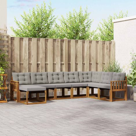 vidaXL Outdoor-Sofagarnitur mit Kissen 8 pcs Natürlich und Hellgrau (1/5)