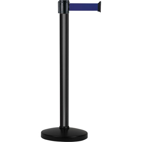 Poteau Alu Noir laqué à sangle Bleu 5m x 50mm - socle portable - 2052306 (1/2)