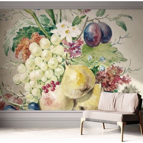 Tapete Selbstklebend - Wandtapete modern - Tapete mit Motiv - Tapete Schlafzimmer Blumen und Früchte 312x219 cm (1/5)
