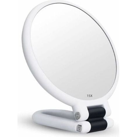 Miroir grossissant x15, miroir pliable double face pour divers détails de maquillage (blanc)