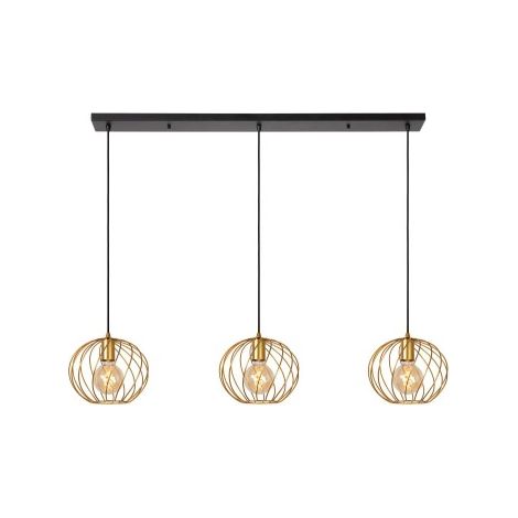 Lampada a sospensione a barra Danza Lucide ottone 3xE27