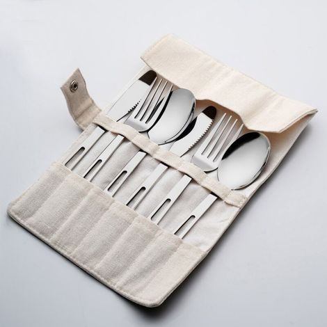 Ensemble de couverts en acier inoxydable 6 pièces, lavable au lave-vaisselle, style décontracté (1/4)
