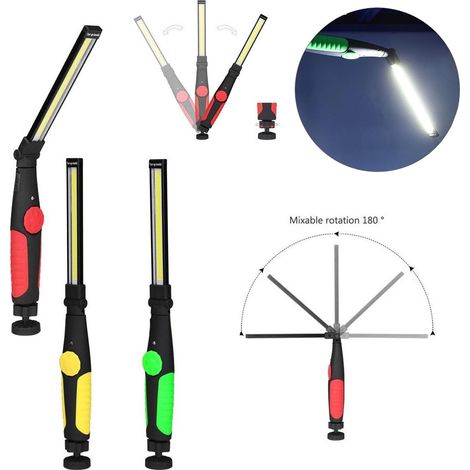 TRAGBARE,WIEDERAUFLADBARE,SCHLANKE,VERSTELLBARECOB-LED-TASCHENLAMPEMITMAGNETISCHERARBEITSLAMPE