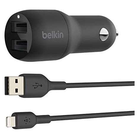 Belkin BLK1309A Boost Charge Caricabatterie da Auto 2 Porte Usb Cavo Lightning 1 m Nero (1/5)