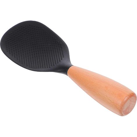 Cuillère à riz de cuisine résistante à la chaleur, spatule en silicone avec manche en bois, compatible avec une utilisation (1/5)