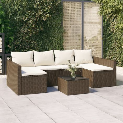 Salon de jardin 2 pcs,Mobilier de terrasse,Table et Chaise pour Relax avec coussins Marron Résine tressée -YZ932165 (1/5)