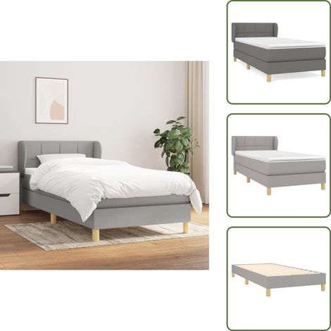Cama con cabecero ajustable - vidaXL Cama box spring con colchón tela gris claro 80x200 cm - Colchón ensacado