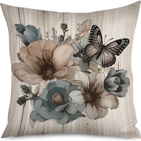 Housse de Coussin with motif bois flotté et fleurs aquatiques (1/5)