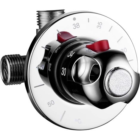 Thermostat monobloc laiton 3 voies vanne mélangeuse G 1/2" salle de bain Valve-80137mm MNS (1/4)