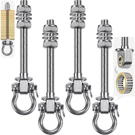 4 Crochets de Suspension 17,5cm Pivot 180°, Charge 1500Lbs, Fixation Plafond Poutre Hamac Chaise Yoga Sac de Frappe (1/5)