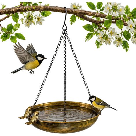 Bain d'oiseaux Suspendu en Métal, 25 cm Abreuvoir Oiseaux (1/5)