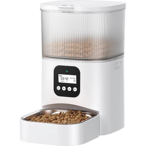 Mangeoire Automatique Pour Chats - Double Gamelle - 4 L - 4 Repas/24 H - Enregistrement Vocal 10 S - Alimentation Double (Adaptateur + Piles) - 2 Unités