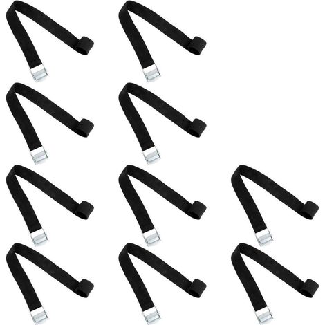 10x Spanngurte mit Klemmschloss 2.5x40cm Schwarz für Gepäck & Fahrrad
