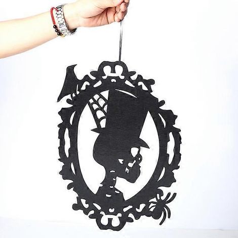 Cadeaux pour Halloween- Skeleton boy 1pc Indoor And Outdoor Hanging Door Decorations And Wall Signs Black Ghost Spider Bat Skull Hanging Ornament (1/5)