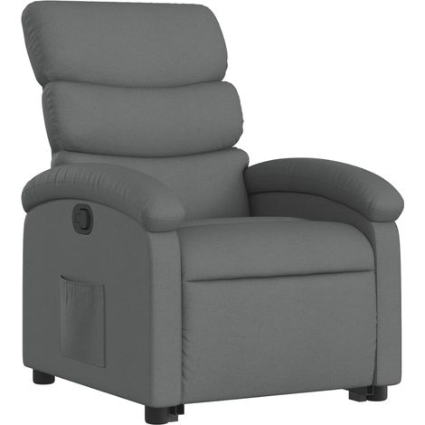 Poltrona relax TV rivestimento confortevole funzione sollevamento elettrico in tessuto grigio scuro DEC027935