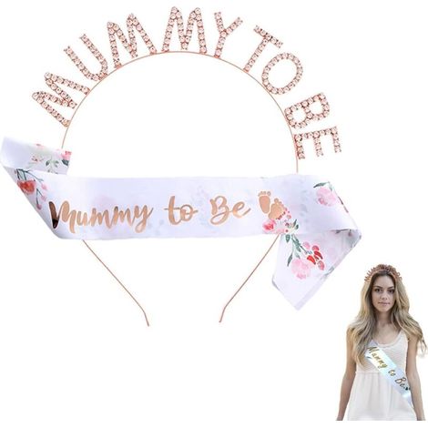 Écharpe de future maman, diadème en strass, couronne, bandeau et badge, (un ensemble de bandeaux pour cheveux et de bretelles) (1/5)