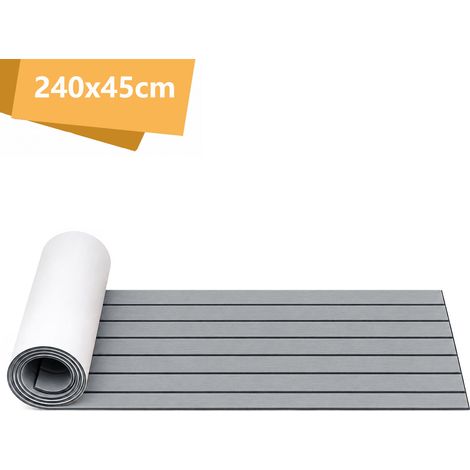 Jiubiaz Tappeto per Ponte Barca Autoadesivo, Rivestimento Pavimento in Schiuma EVA, Tappetino Effetto Teak per Barche, Yacht e Terrazze 240x45 cm Grigio (1/5)