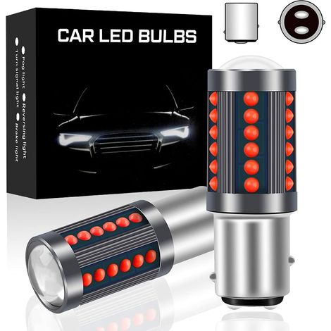 2 pièces rouge 1157 P21/5W ampoules LED BAY15D 36SMD mise à niveau des puces COB 500LM LED feu stop arrière pour véhicule de voiture 12V (1/5)