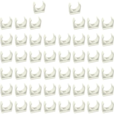 48 pièces Colliers de tuyau,pour Tuyaux en plastique,Blanc PVC, Diamètre intérieur de 25mm, Durable, Sans vis, Installation flexible, pour la fixation de tuyaux (1/5)
