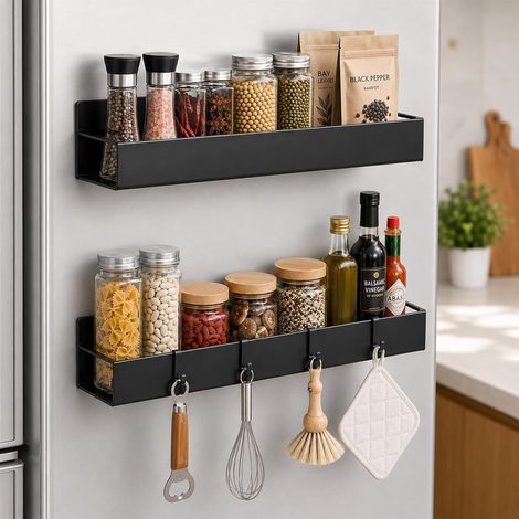 Étagère Magnétique Frigo, Lot de 2 pour Rangement Épices Cuisine (1/5)