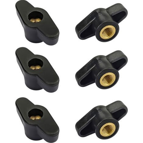 Écrous à poignée 6 Pièces Ecrou Droit Bouton de Serrage à Filetage Moleté M8 Noir Laiton Plastique Tête Droite Pour Mécaniques Mobilier Équipements (1/4)
