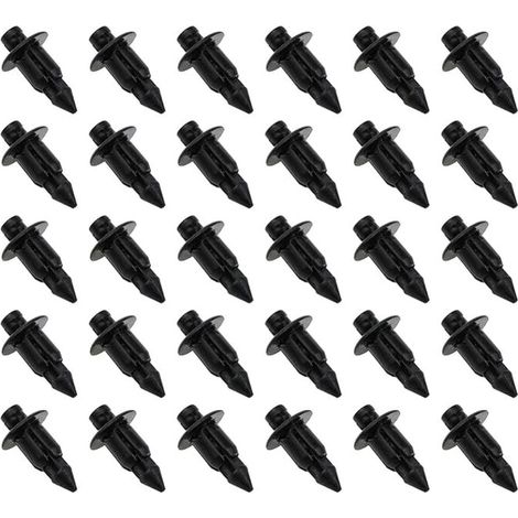 30x Clip de Carénage en Plastique Rivet Garniture de Panneau de Retenue Noir Trou de 6mm Compatible avec Honda Compatible avec Yamaha Compatible avec Suzuki (1/5)