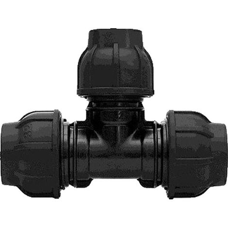 Raccordo a T a compressione Gebo 131040 in polipropilene nero 40 mm