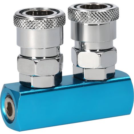Conector de dos vías, distribuidor, acoplamiento rápido para manguera de aire, acoplador distribuidor, distribuidor para compresor de aire, conector de colector para compresor neumático. (1/5)