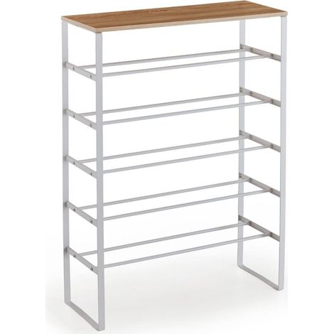 Karin Schuhschrank 6 Regalböden weiß, Eiche Dekor.