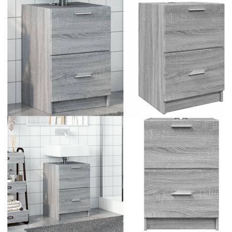 Waschbeckenunterschrank Grau Sonoma 40x37x59 cm Holzwerkstoff - Holzwerkstoff - Badezimmer (1/5)